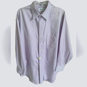 Vintage 80s Marshall Field's Cotton Twill Mens Lilac Dress Shirt 17½ 32/33